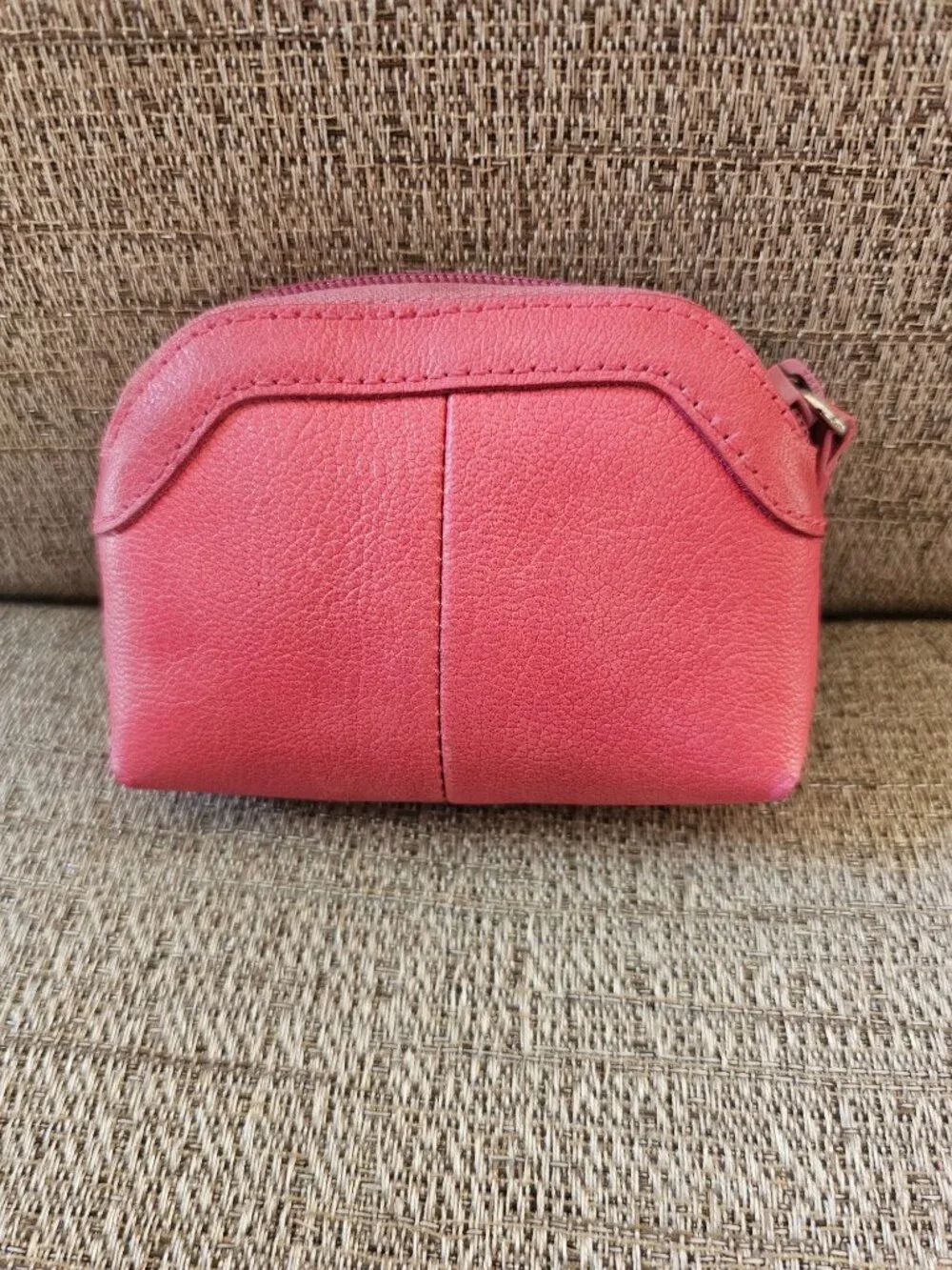 Brighton Pink Pebbled Leather Zip Coin Purse | Signature Stitched Heart EUC!